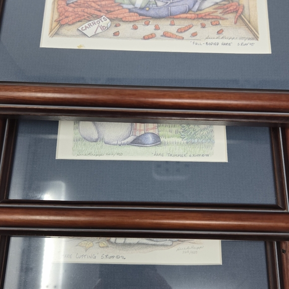 Vtg Sue Rupp Artwork Print Hare Cutting 96, Hare trimmer 98, Full Bodied Hare 97 - Picture 14 of 14